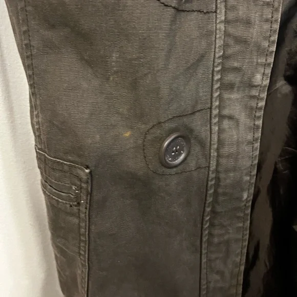 DKNY Dark Brown Military Style Double Breasted Trench Coat Size Medium - Picture 7 of 9